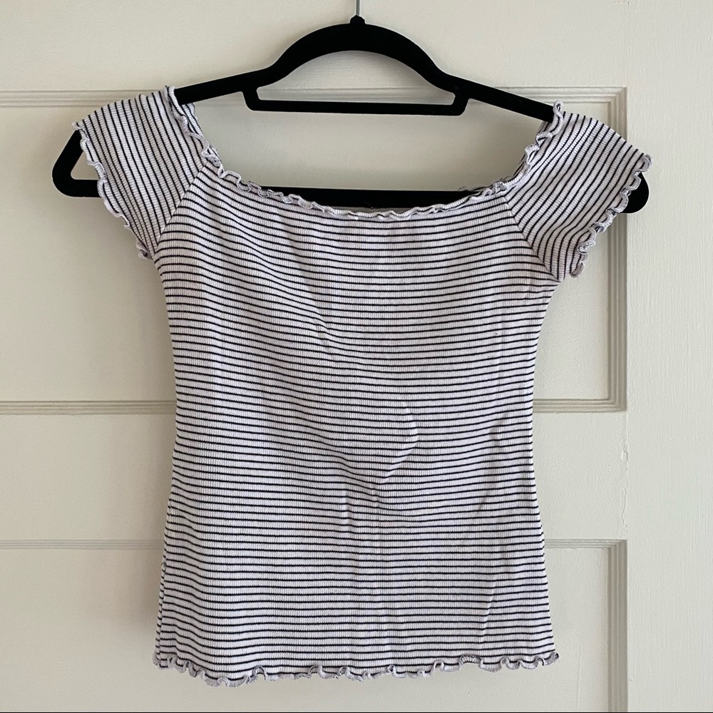 Hollister Off The Shoulder Striped Shirt - Medium